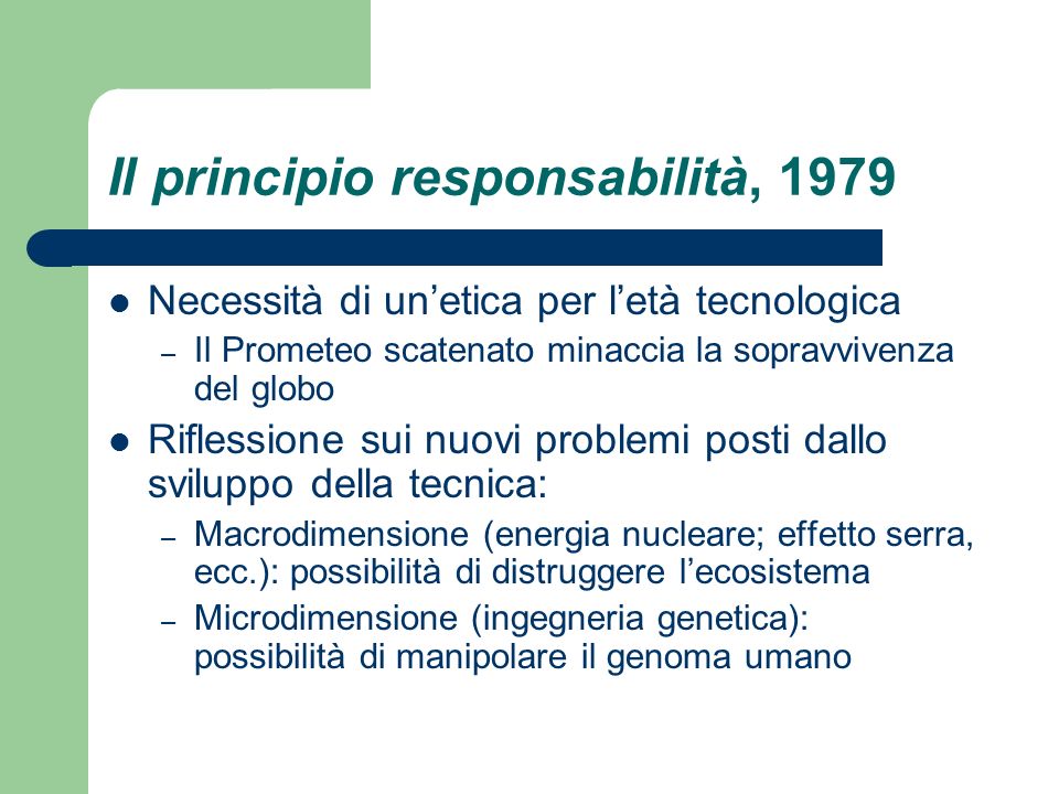 Il principio responsabilità, 1979