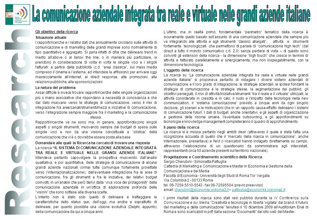 La comunicazione aziendale integrata tra reale e virtuale nelle grandi aziende italiane