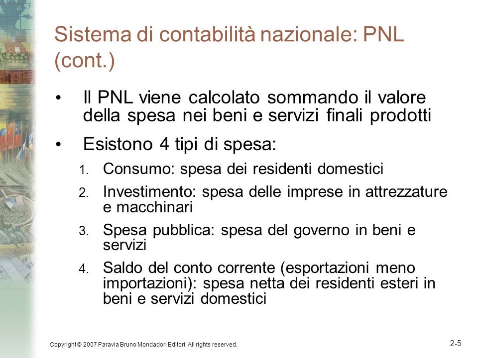 Sistema di contabilità nazionale: PNL (cont.)