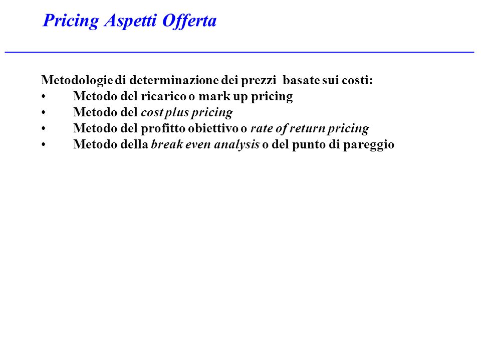 Pricing Aspetti Offerta