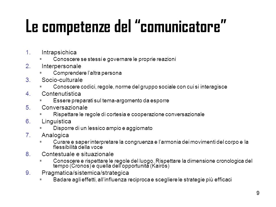 Le competenze del comunicatore