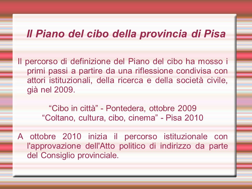 Il Piano del cibo della provincia di Pisa