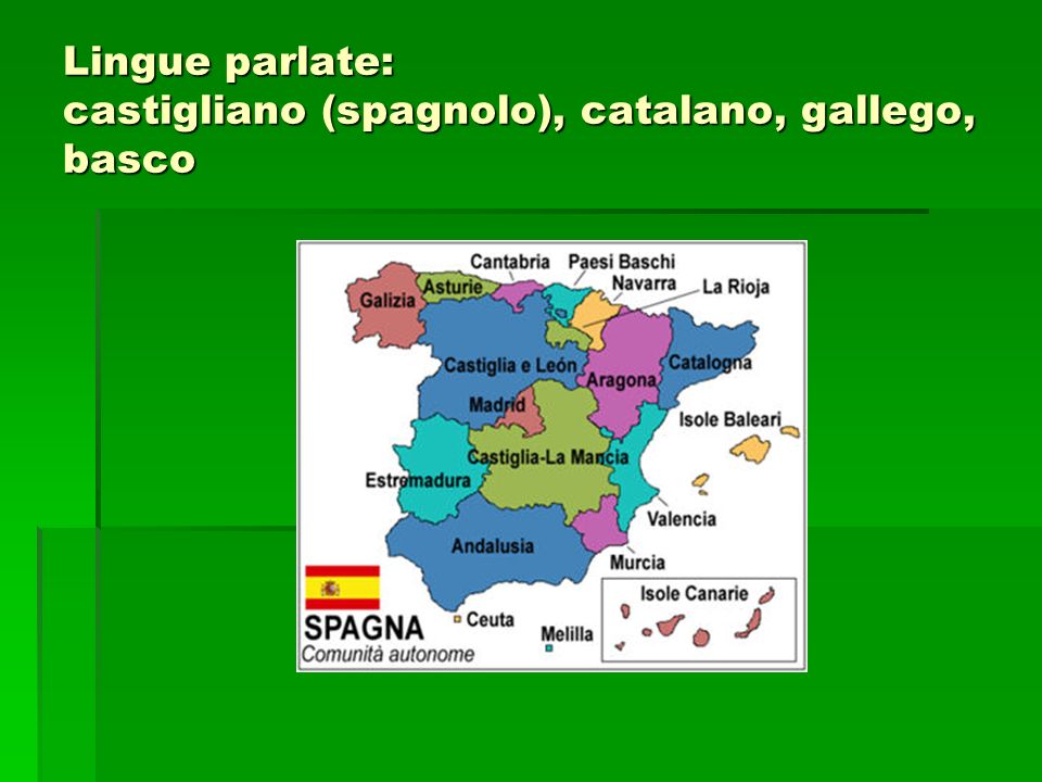 Lingue parlate: castigliano (spagnolo), catalano, gallego, basco