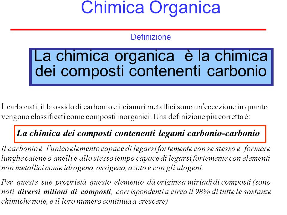 La chimica dei composti contenenti legami carbonio-carbonio
