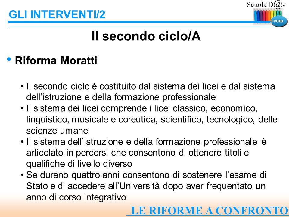 Il secondo ciclo/A GLI INTERVENTI/2 Riforma Moratti