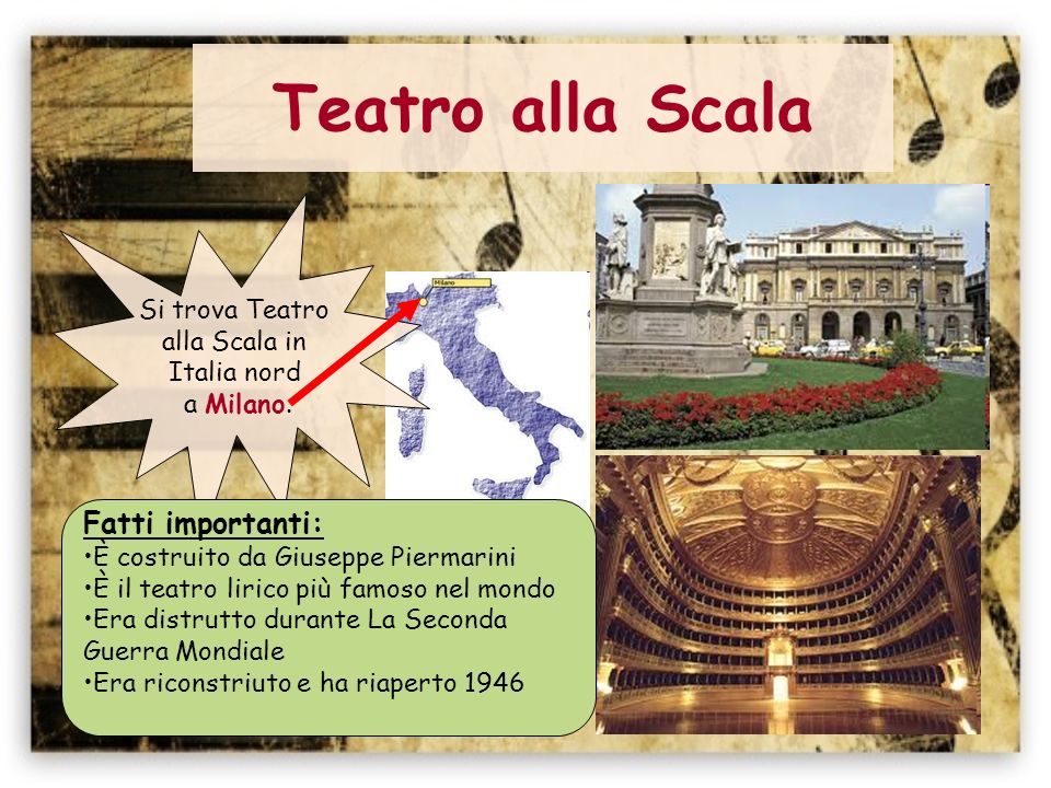 Teatro alla Scala Fatti importanti: Si trova Teatro alla Scala in