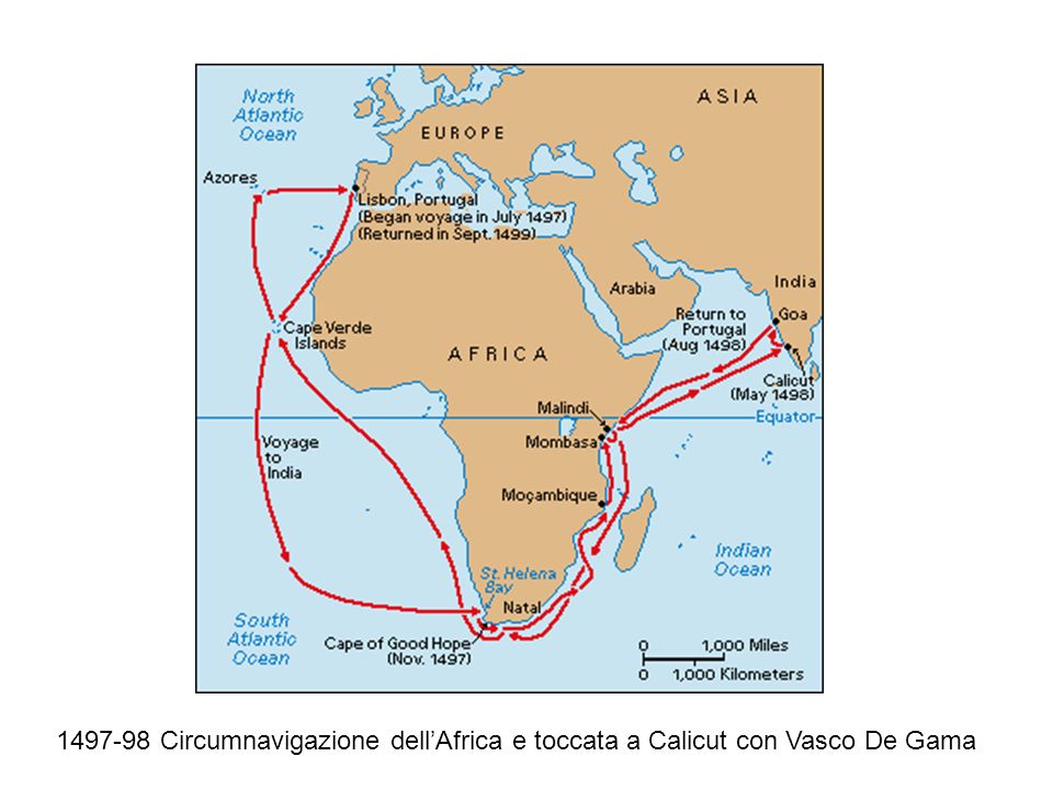 Circumnavigazione dell’Africa e toccata a Calicut con Vasco De Gama