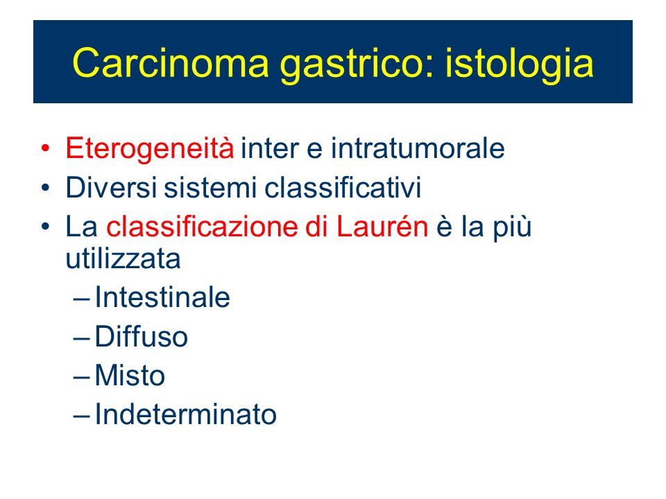 Carcinoma gastrico: istologia