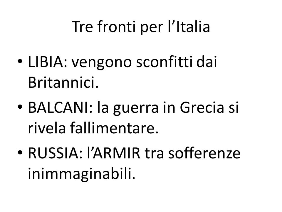 Tre fronti per l’Italia
