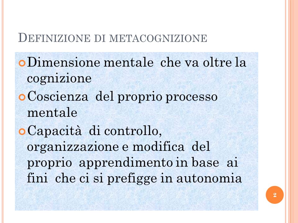 Definizione di metacognizione