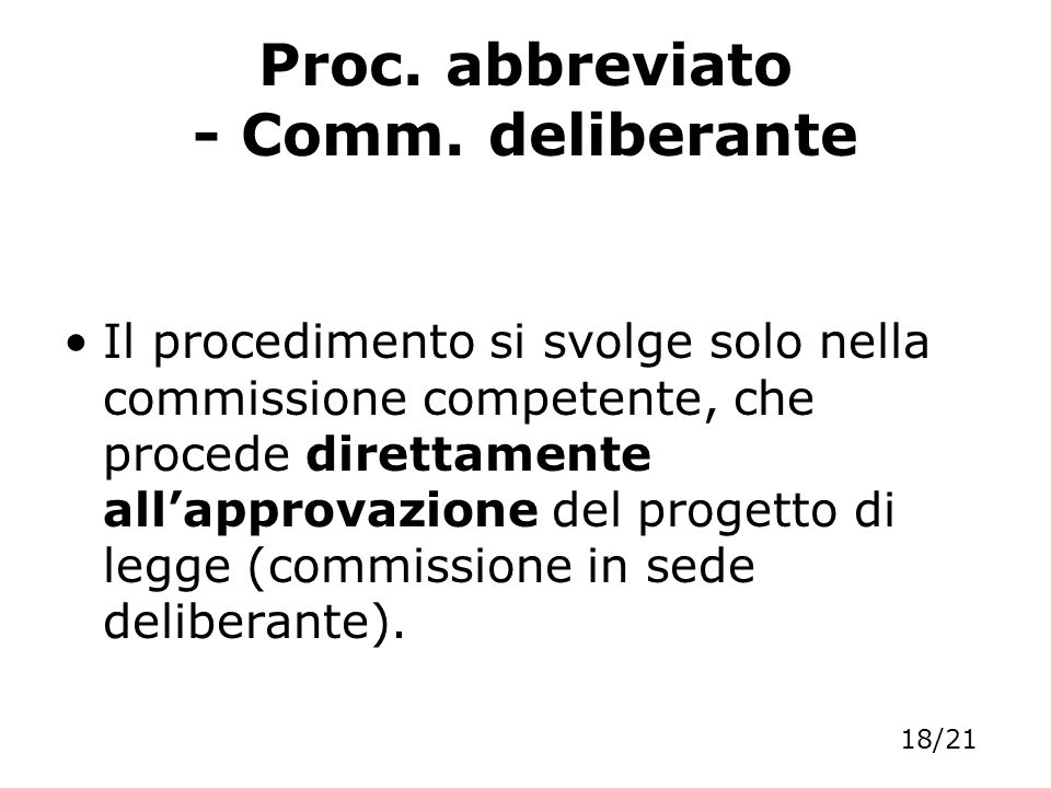Proc. abbreviato - Comm. deliberante