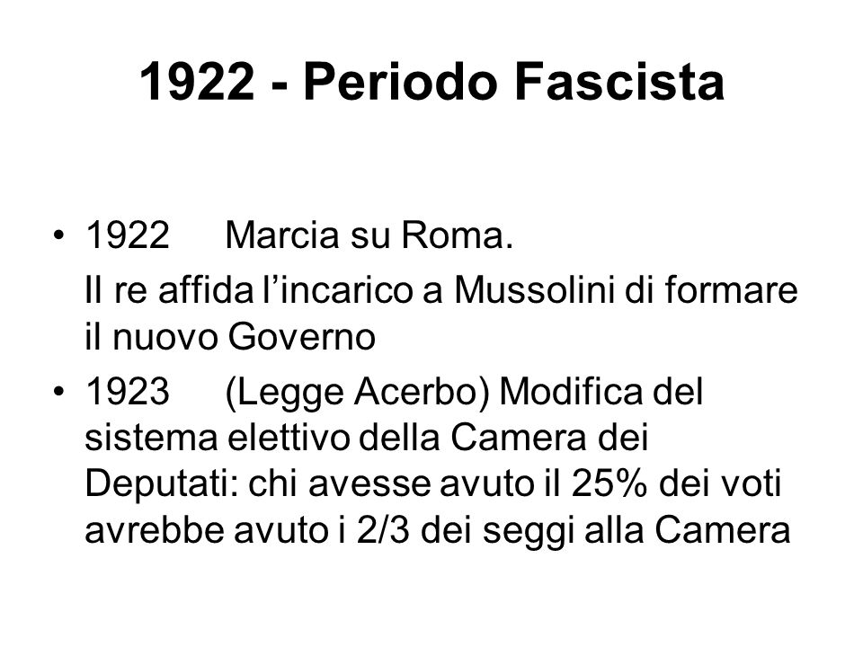 Periodo Fascista 1922 Marcia su Roma.