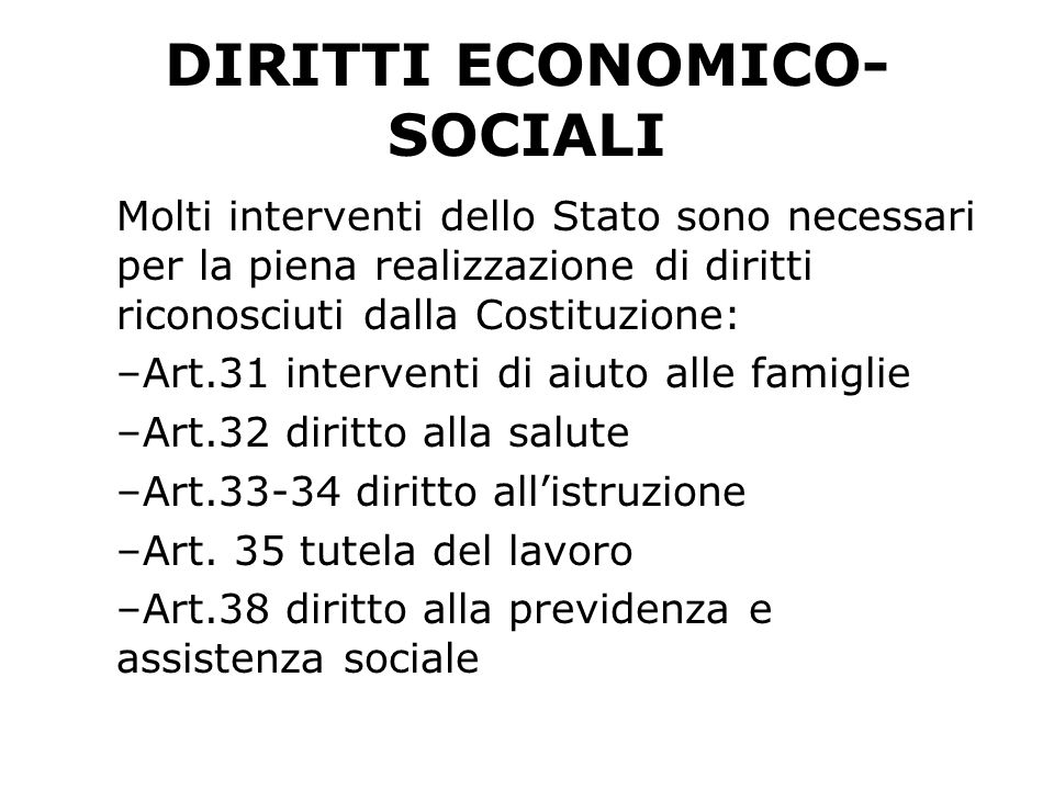 DIRITTI ECONOMICO-SOCIALI