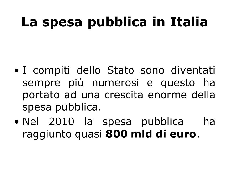 La spesa pubblica in Italia