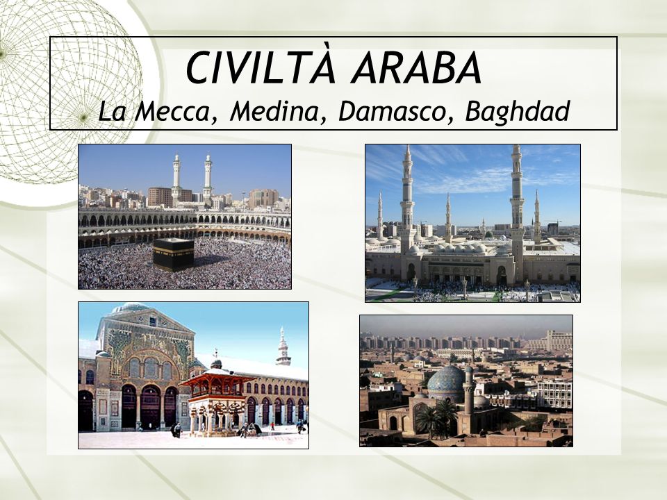 CIVILTÀ ARABA La Mecca, Medina, Damasco, Baghdad