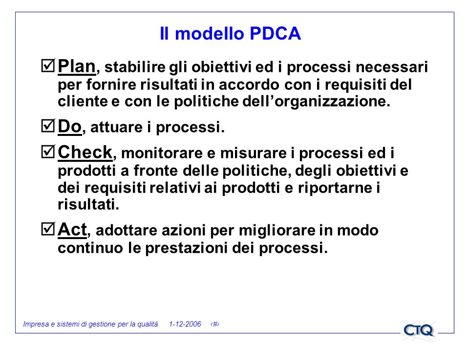 Il modello PDCA