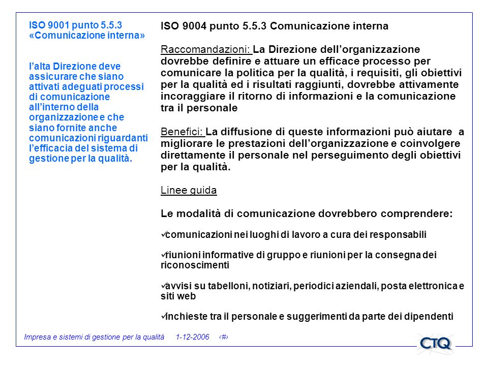 ISO 9004 punto Comunicazione interna
