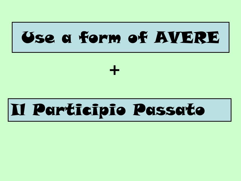 Use a form of AVERE + Il Participio Passato