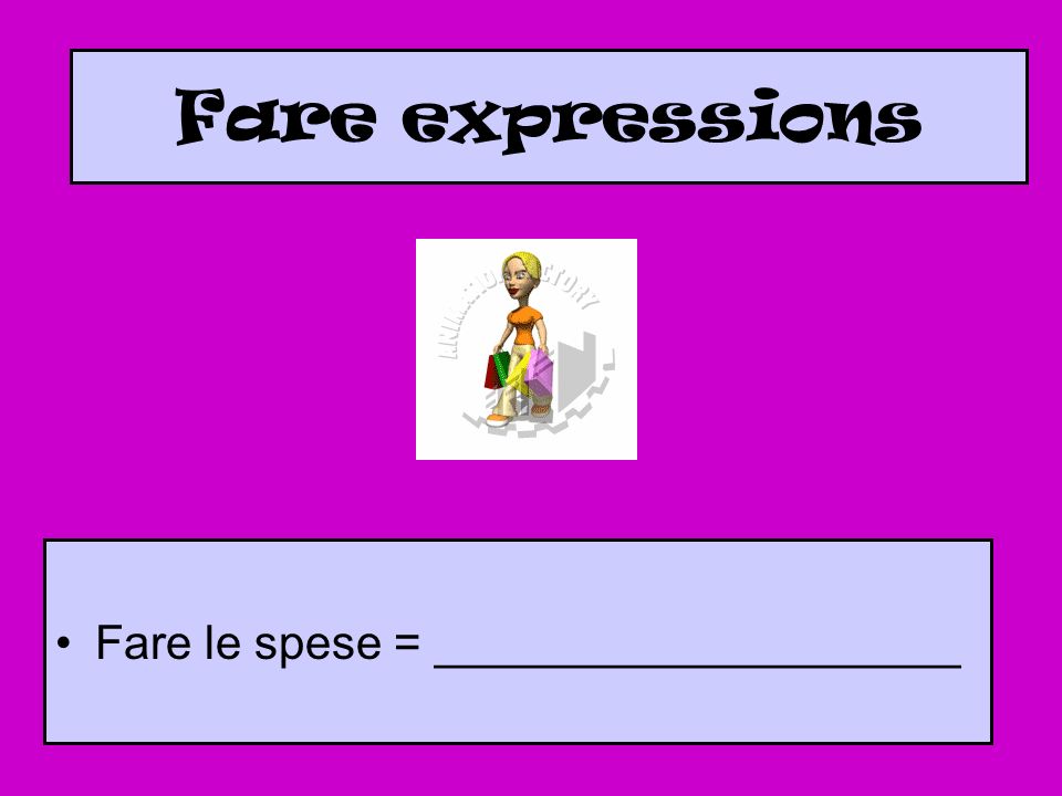 Fare expressions Fare le spese = ____________________