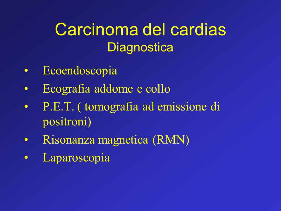 Carcinoma del cardias Diagnostica