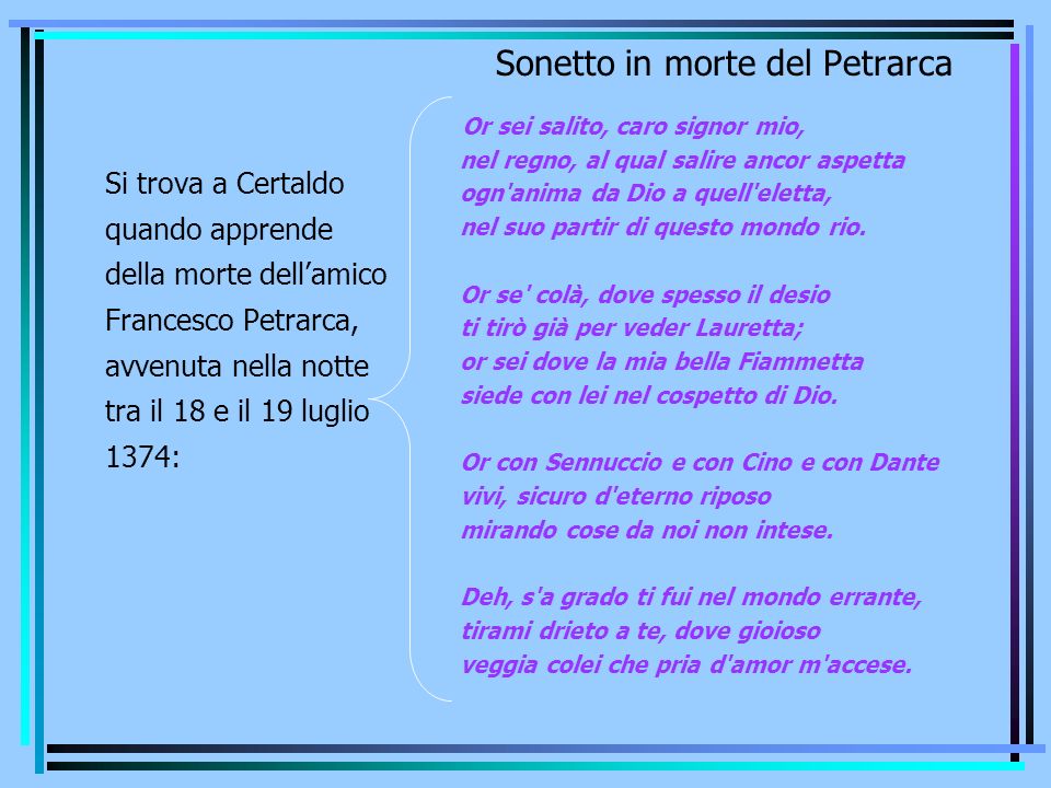 Sonetto in morte del Petrarca