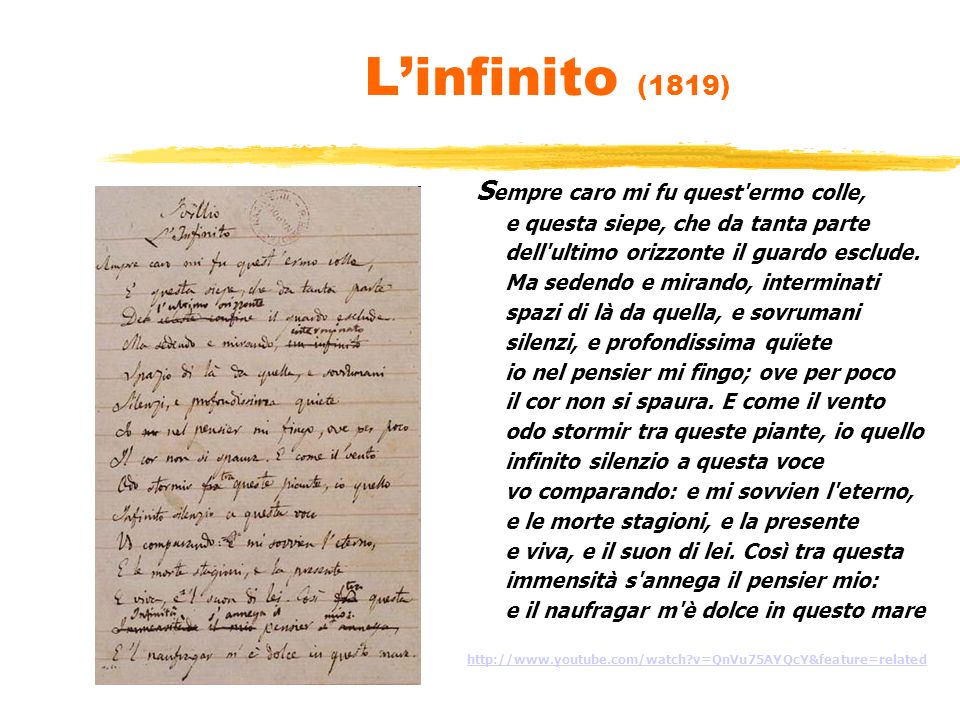 L’infinito (1819) e questa siepe, che da tanta parte