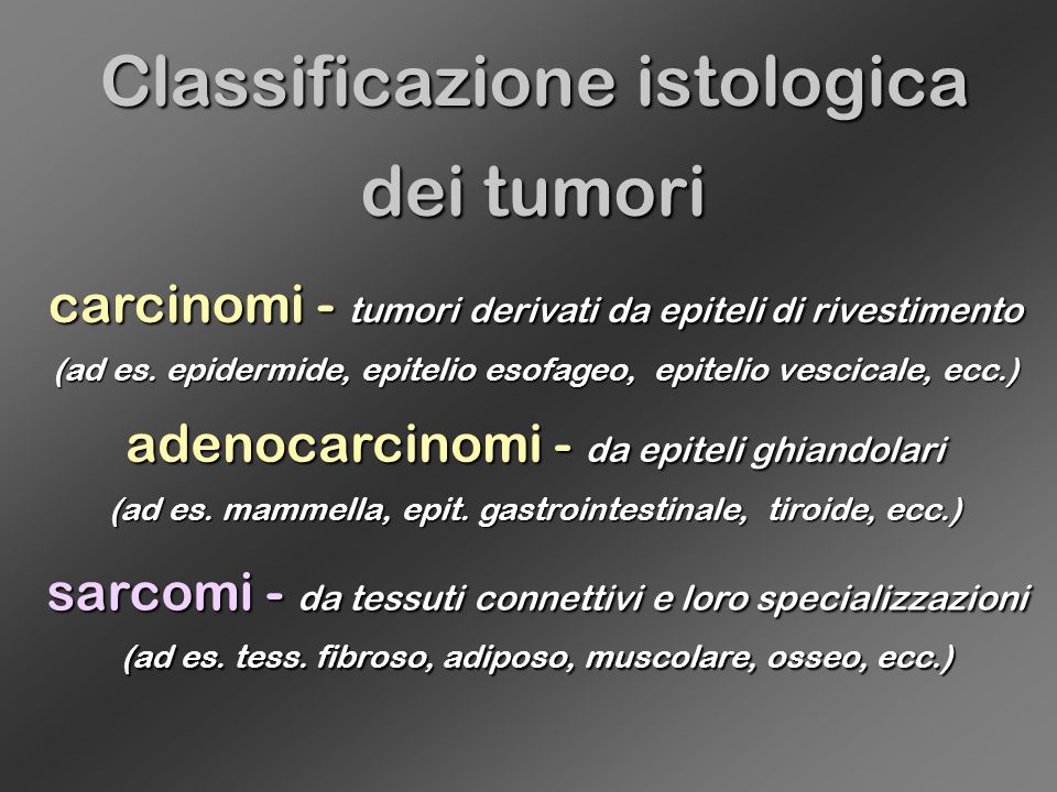 Classificazione istologica dei tumori