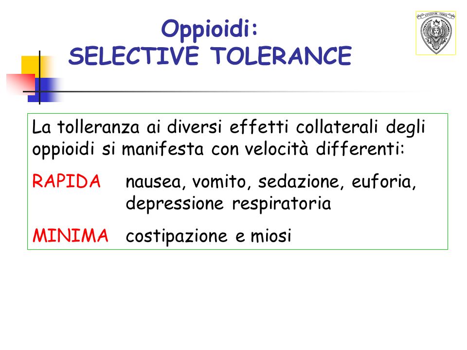 Oppioidi: SELECTIVE TOLERANCE