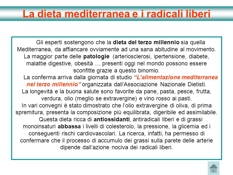 La dieta mediterranea e i radicali liberi