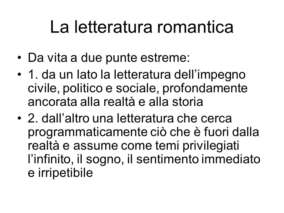 La letteratura romantica