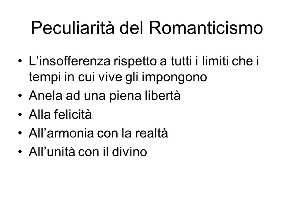 Peculiarità del Romanticismo