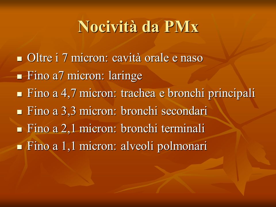 Nocività da PMx Oltre i 7 micron: cavità orale e naso