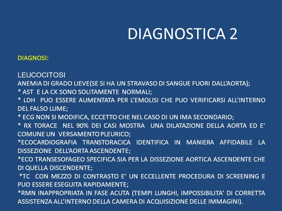 DIAGNOSTICA 2 DIAGNOSI: LEUCOCITOSI