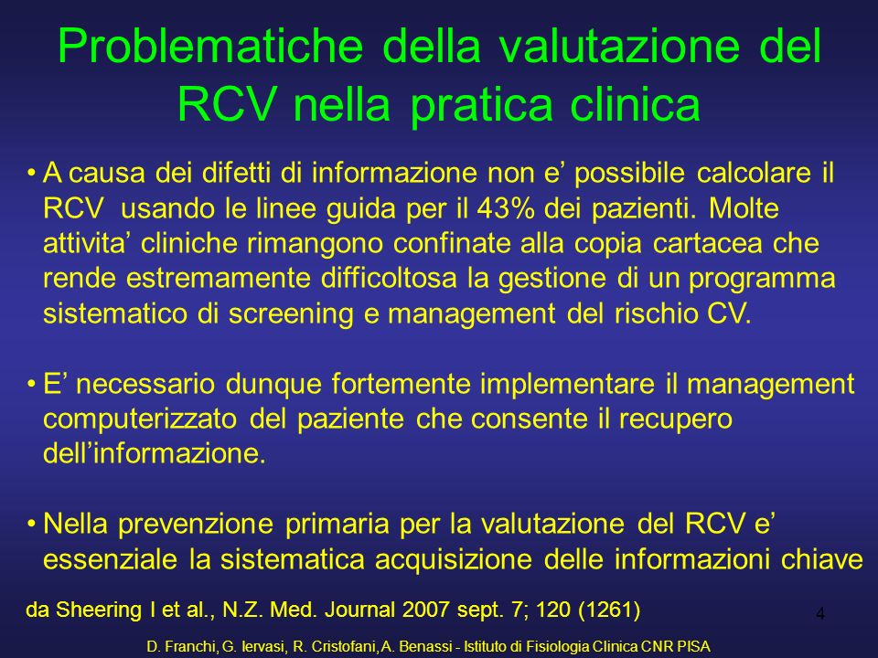 Problematiche della valutazione del RCV nella pratica clinica