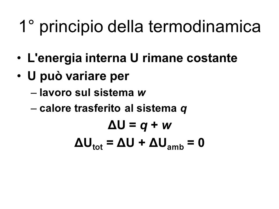 1° principio della termodinamica