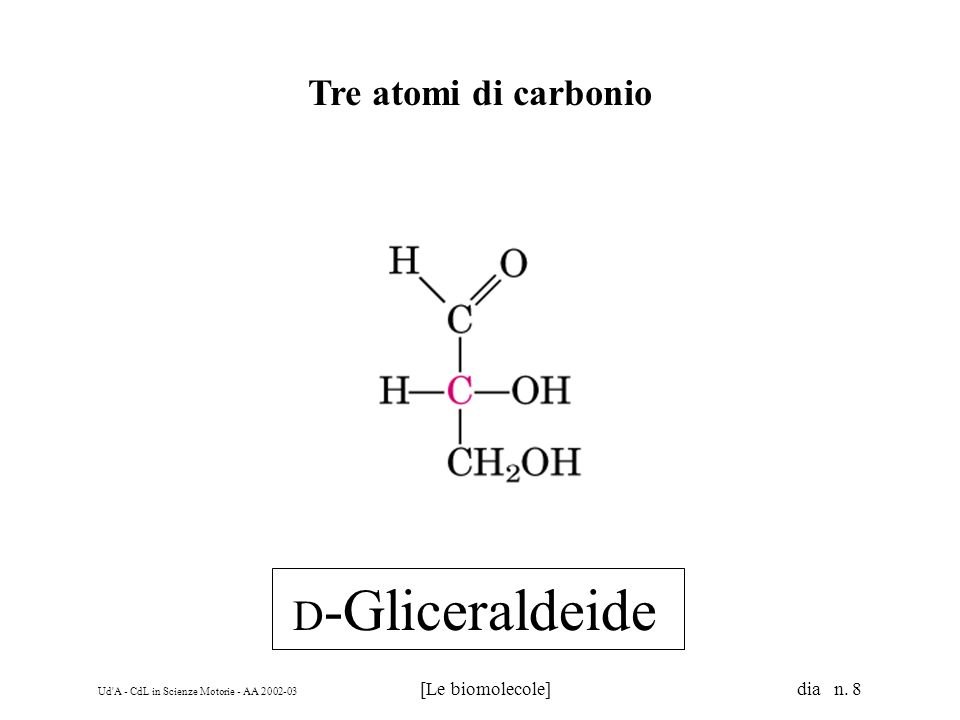 Tre atomi di carbonio D-Gliceraldeide