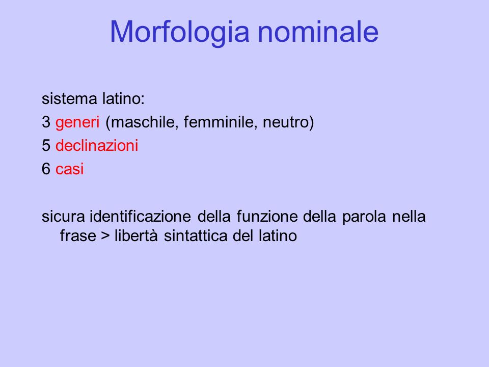 Morfologia nominale sistema latino: