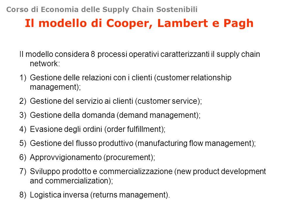 Il modello di Cooper, Lambert e Pagh