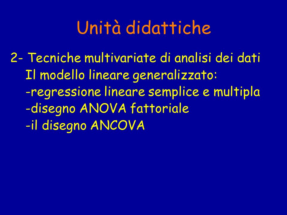 Unità didattiche 2- Tecniche multivariate di analisi dei dati