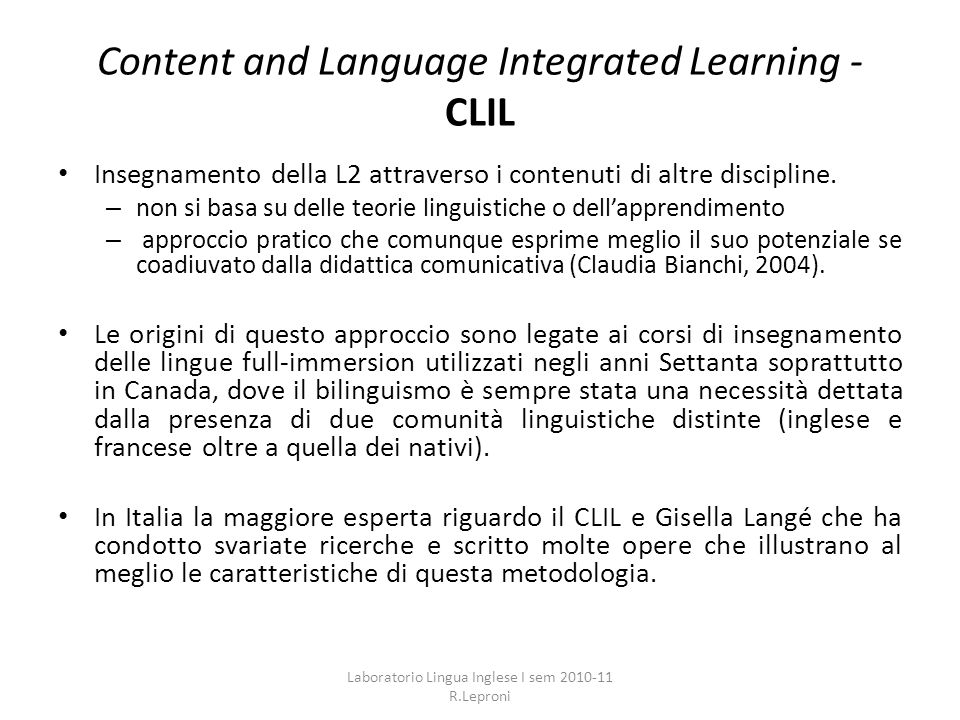Content and Language Integrated Learning - CLIL