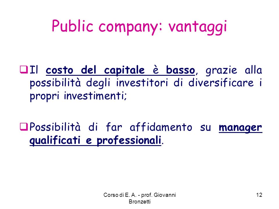 Public company: vantaggi