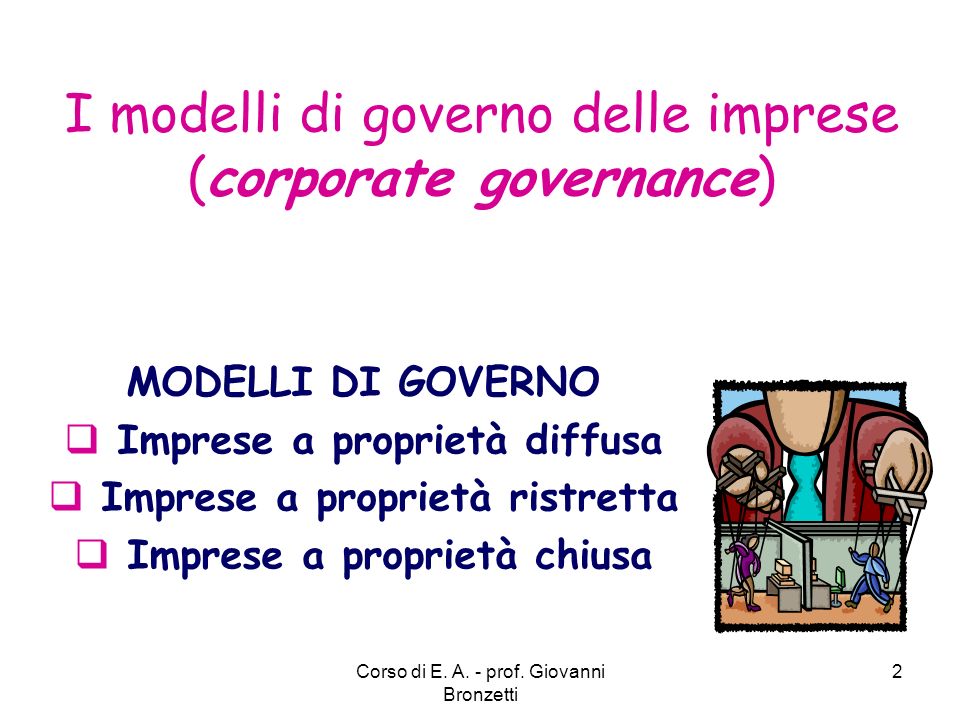 I modelli di governo delle imprese (corporate governance)