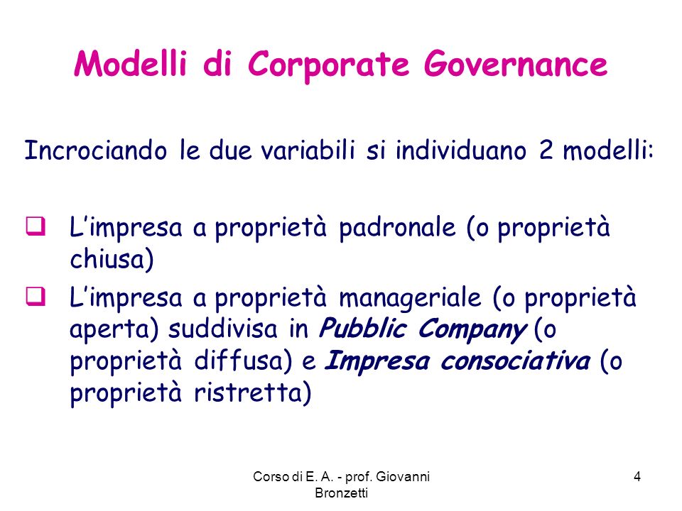 Modelli di Corporate Governance