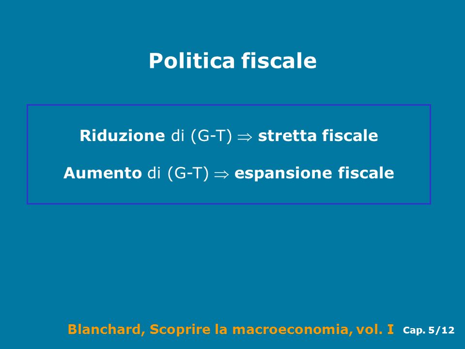 Politica fiscale Riduzione di (G-T)  stretta fiscale