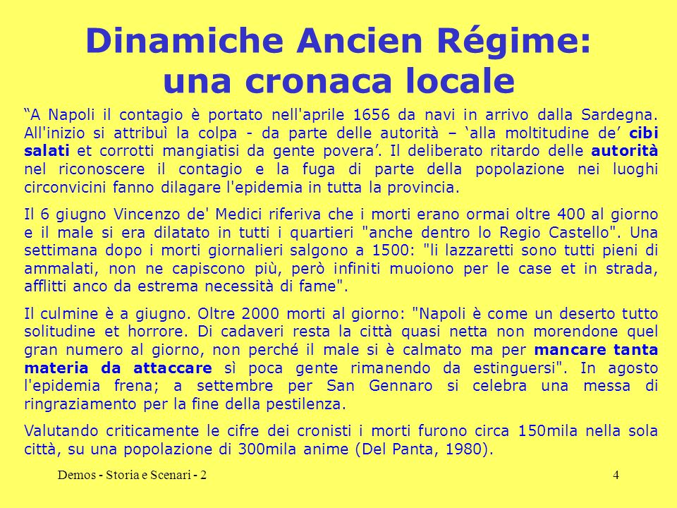 Dinamiche Ancien Régime: una cronaca locale