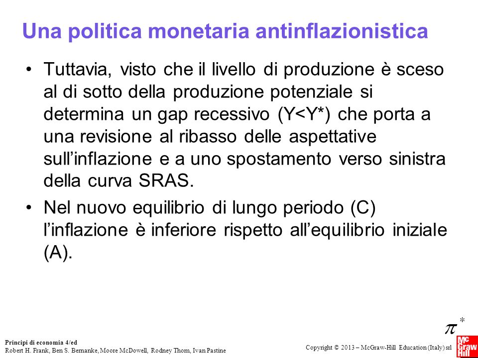 Una politica monetaria antinflazionistica