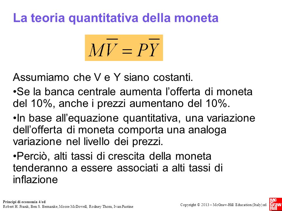 La teoria quantitativa della moneta