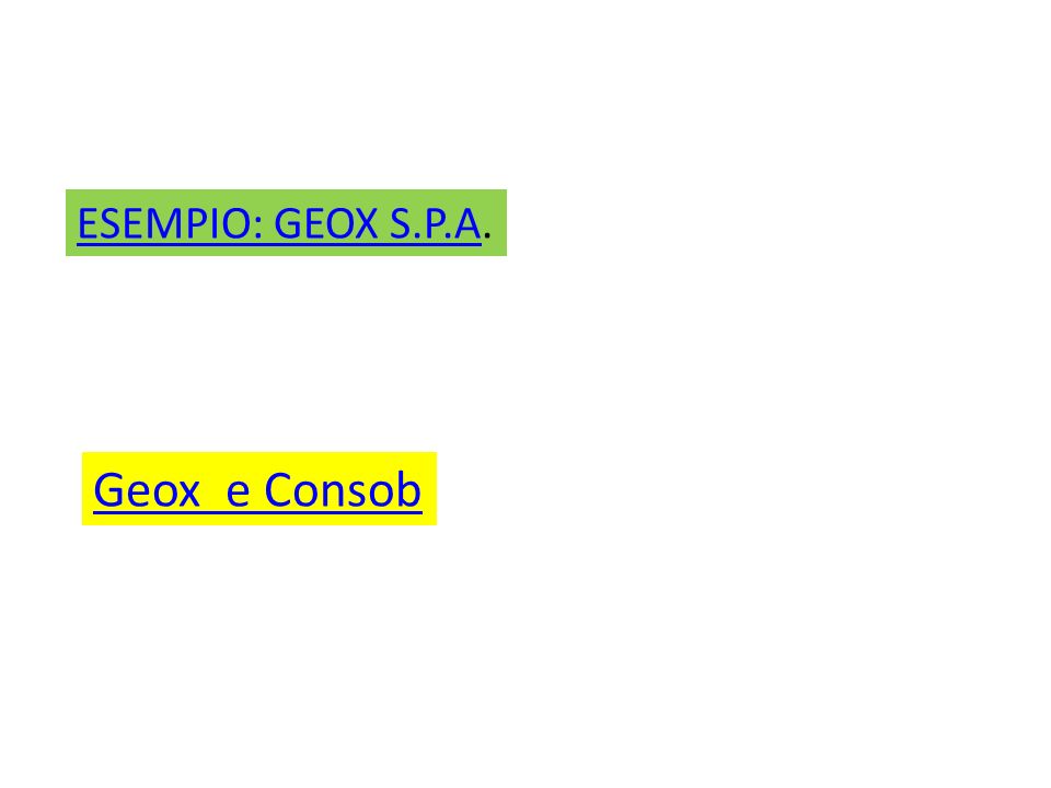 ESEMPIO: GEOX S.P.A. Geox e Consob