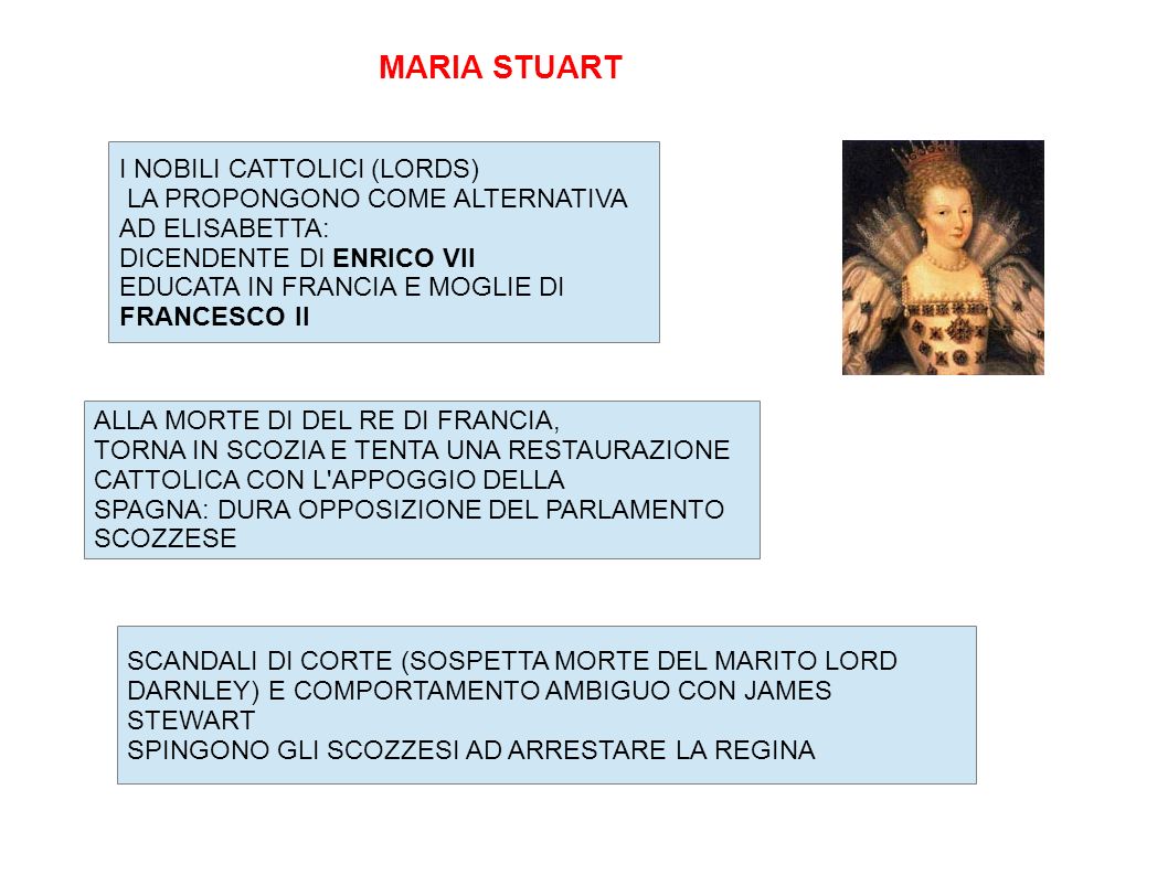 MARIA STUART I NOBILI CATTOLICI (LORDS) LA PROPONGONO COME ALTERNATIVA