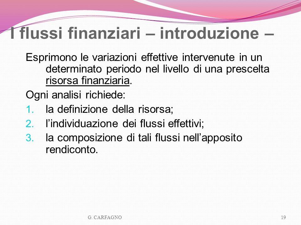 I flussi finanziari – introduzione –